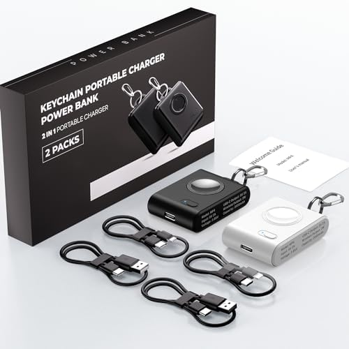 Compact Keychain Magnetic i Watch Charger Duo – Portable 2000 m Ah Power Bank for Apple Watch Series 1-9, SE, Ultra & Ultra 2 – Stylish Black & Pink Design for On-the-Go Charging Efficiency