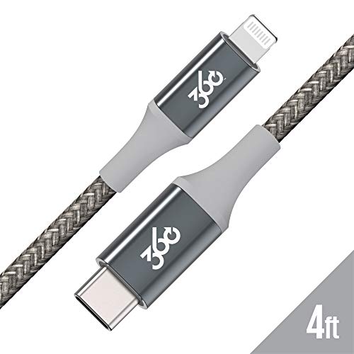 Premium 4 ft USB-C to Lightning Charging Cable by 360 Electrical Habitat – MFi Certified Braided Cord for i Phone, i Pad & Mac Book – Fast, Durable, and Tangle-Resistant in Navy – Essential Accessory for Seamless Power Transfer and Enhanced Device Compatibility