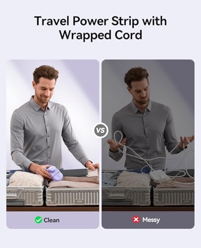 Compact Travel Power Strip by ORICO – 4 AC Outlets & 3 USB Ports (1 USB-C) with 4 FT Flexible Cord – Cruise Approved Portable Charging Station for Hotels and Adventure Trips – Ultimate Solution for Modern Travelers