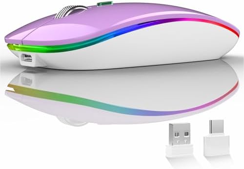 Uiosmuph G12 Slim Rechargeable LED Wireless Silent Mouse – Ultra-Portable USB Optical Computer Accessory with Type C Adapter for Seamless Compatibility and Noise-Free Operation in Blackish Green