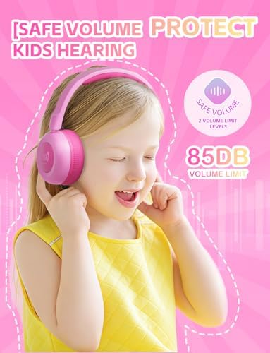 Safe Sound Bluetooth Headphones for Kids – Lightweight Wireless Earphones with 85 d B Volume Limiting for Toddler Hearing Protection – Ideal Twistable Design for School, Travel, and Home Use – Premium Audio Quality with Built-in Microphone for Clear Communication
