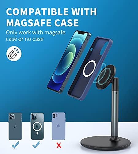 Magnetic Gooseneck Phone Holder Mount for iPhone 16/15/14/13/12 – Magnetic Stand Tabletop Clamp 360°Rotation Adjustable for Office/Home Compatible with iPhone 16 15 14 13 12 Mini Plus Pro Max – Enhanced Compatibility and Speed