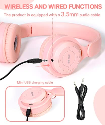 Kids Wireless Bluetooth Headphones – Comfortable Over-Ear Design with Built-In Mic for School & Travel – Superior Sound Quality, Foldable & Lightweight for Easy Storage – Perfect for Tablets & Smartphones – Ideal for Home and Learning Environments