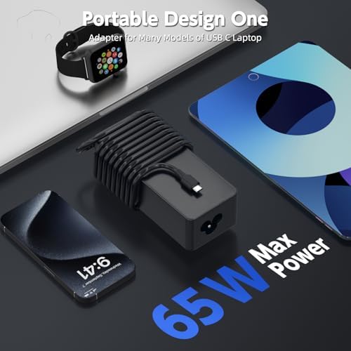 Power Up Your Lenovo: 65 W USB-C Charger for Think Pad, Yoga, and Chromebook – High-Speed, Versatile Compatibility with Enhanced Safety Features – Ideal Replacement for ADLX65 Series Power Supply with 12-Month Warranty