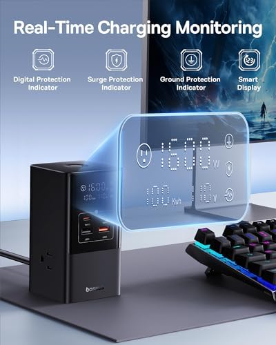 Baseus 10-in-1 USB C Charging Hub – 35 W High-Efficiency Power Station with 6 AC Outlets, Dual USB-A & USB-C Ports for Rapid Device Charging – Ultimate Solution for Home, Office, and Dorm with Advanced Safety Features for Mac Books, Tablets, and Smartphones