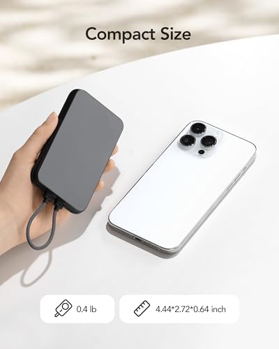 Charmast 10000 m Ah Slim Power Bank – 20 W Fast Charging Portable Charger with Removable Cable for i Phone & Android – Lightweight Hand-Free Battery Pack with Digital Display for Effortless Travel Convenience