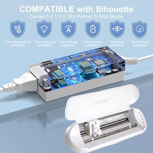 High-Performance 24 V DC Power Adapter for Silhouette Cameo & Portrait Series – Reliable AC/DC Charger Enhancing Connectivity for Flawless Crafting – Essential Power Supply for Electronic Cutting Machines and Creative Endeavors