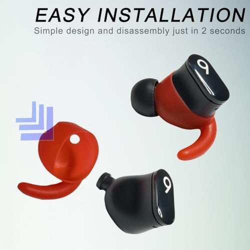 Upgrade Your Beats Studio Buds with Premium Silicone Ear Tips – Anti-Slip Comfort Grip Replacement Ear Hooks, 2 Pairs in Sleek Black for Enhanced Fit and Sound Quality