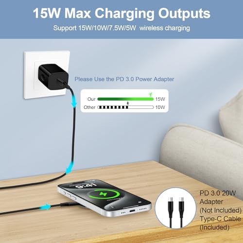 Samsung Magnetic Wireless Charger Pad – 15 W Fast Charging Stand for Galaxy S25/S24/S23/S22/S21/S20 and i Phone 16 Pro Max/15/14/13/12 – 2 Pack with USB-C Cables – Enhanced Magnetic Suction & Wide Device Compatibility for Quick and Safe Charging Experience – Ideal for Home, Office, and Travel Use – Perfect Gift for Tech Enthusiasts