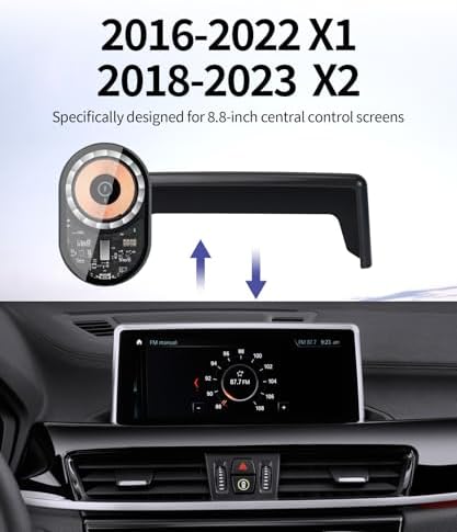 Wireless Charging car Phone Holder for BMW X1 2016-2022/BMW X2 2018-2023 Accessories 8.8-inch Screen Fixed Clip,360° Rotation car Phone Mount Compatible with MagSafe – Enhanced Compatibility and Speed