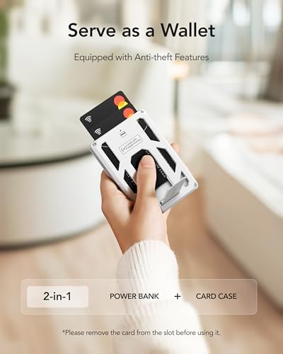 VEGER 5000 m Ah Magnetic Wireless Power Bank – 6-in-1 Multi-Functional Portable Charger with Fast Charging for i Phone 16/15/14/13/12 Series – Sleek Design, Built-in Card Slots, GPS Tracking & Multi-Angle Stand – Ideal for Travel, Work & Daily Use – Durable & Airline Safe Power Solution