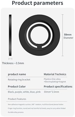 Magnetic Phone Ring Holder Made for MagSafe, Removable Magnet Phone Stand Finger Grip Kickstand for iPhone 15 Pro Max 14 13 12, Compatible with Mag Safe Accessories – Enhanced Compatibility and Speed