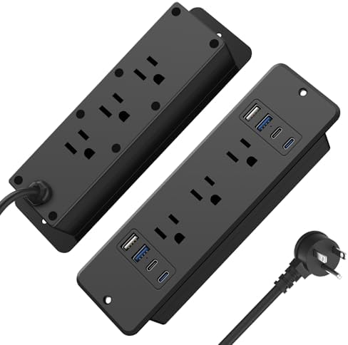 HHSOET 14-in-1 Recessed Power Strip with 20 W Fast Charging: Ultimate Surge Protection and Versatile Connectivity with 6 AC Outlets, 4 USB-A & 4 USB-C Ports, 6 ft Cord for Clutter-Free Charging Solutions in Modern Spaces