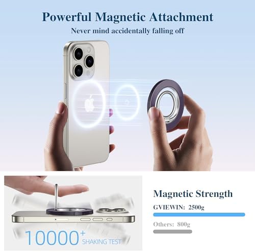Discover the GVIEWIN Magnetic Phone Ring Holder: A Cutting-Edge 360° Rotatable Kickstand for Mag Safe Devices – Perfectly Tailored for i Phone 16 Pro Max/Plus, 15, 14, and 13 (Elegant White Finish) – Unmatched Stability and Hands-Free Viewing Experience Upgrade your smartphone usage with this premium accessory that not only enhances grip but also transforms your device into a versatile stand for effortless video calls and streaming. Featuring a robust magnetic attachment for secure hold, this stylish phone ring holder is engineered for seamless integration with Mag Safe technology. Experience the freedom of adjustable angles, allowing for convenient portrait or landscape modes, perfect for navigation or entertainment on-the-go. Its sleek white design not only ensures durability but adds a sophisticated touch to your device. Elevate your everyday smartphone experience with the GVIEWIN Magnetic Phone Ring Holder – where functionality meets elegance.