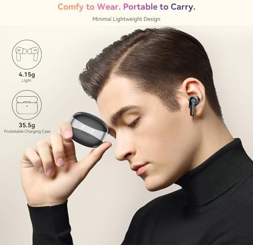 Cutting-Edge Bluetooth 5.4 Wireless Earbuds with Superior Hi-Fi Stereo Sound and Deep Bass – Advanced Noise-Cancellation for Crystal Clear Calls, 40-Hour Playtime, and IPX7 Waterproof for Ultimate Sports Performance – Seamlessly Compatible with Android & i Phone Devices