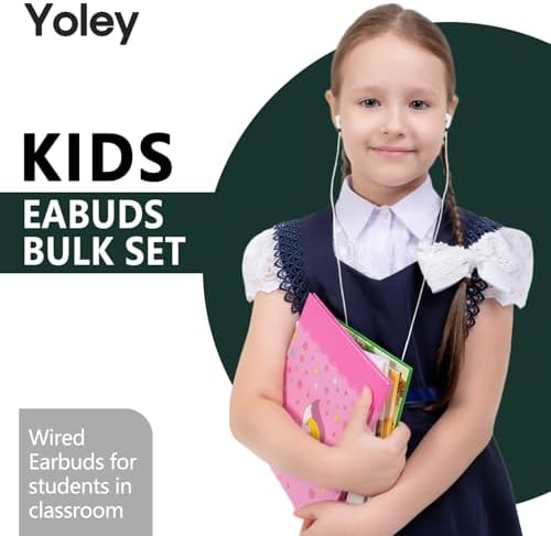 Bulk Earbud Headphones 50-Pack – Premium Wired Earphones for Classrooms & Group Learning, Exceptional Durability & Sound Quality, Perfect for Kids, Teens & Adults – Versatile Comfort for Family Activities & Educational Use (Black)