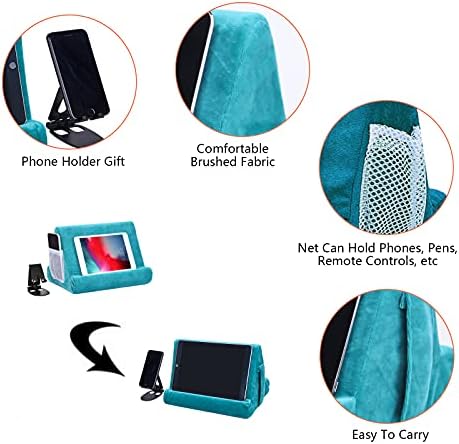 Ultimate Comfort Multi-Angle Tablet Holder and Phone Stand Set – Lightweight and Sturdy Design with Storage Pocket – Ergonomic Cushion for Enhanced Stability and Versatile Use – Modern Black and Light Green Aesthetic for Stylish Workspaces and On-the-Go Convenience