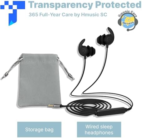 Ultra-Lightweight Hmusic Sleep Earbuds – 3.5 mm Wired Headphones with 30 d B Noise Isolation for Uninterrupted Relaxation – Snail Flat Design Perfect for Sleep, Travel, and Meditation – Crafted from Soft Silicone for Ultimate Comfort and Durability – Ideal for Audiobooks and Stress Relief