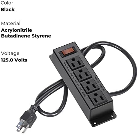 Revolutionize Your Workspace with the Wall Mount Power Outlet Strip – 4 Outlet Power Hub with On/Off Switch, 3 ft Cord for Under Desk Organization, Sleek Flat Plug Design in Black – Ideal for Home, Office, and Industrial Use, Enhanced Device Compatibility and Efficient Cable Management