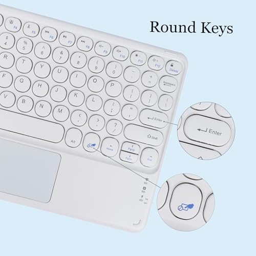 Ultra-Slim Pink Bluetooth Keyboard with Touchpad – Multi-Device Compatible Rechargeable Wireless Keyboard for i Pad, i Phone, Android, PC & Mac – Effortless Typing & Intuitive Navigation for On-the-Go Professionals and Students