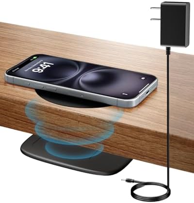 KPON Invisible Wireless Charger Desk Mat – 40 MM (1.57″) Qi-Compatible Charging Pad for i Phone 16/15/14/13/12, Samsung, Google Pixel & LG Phones – Sleek Hidden Charging Solution with Fast Adapter for Clutter-Free Workspaces