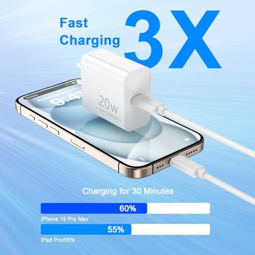 Efficient Power Boost Duo: MFi Certified 2-Pack USB-C Wall Charger with 10 FT Long Charging Cable for i Phone 16/15 Series – Fast Charging Solution Perfect for On-the-Go Lifestyle and Home Use