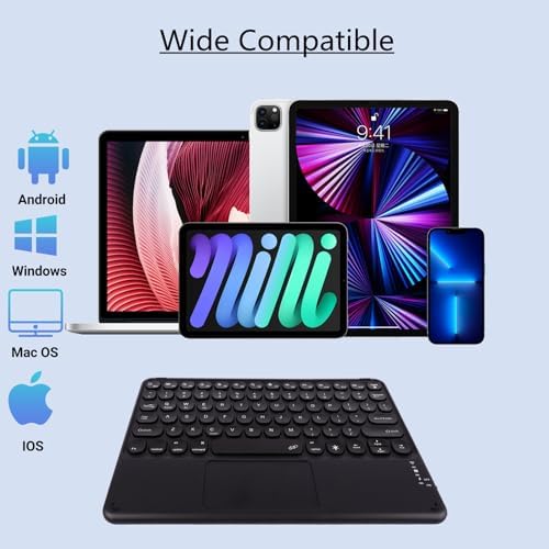 Compact Bluetooth Keyboard for On-the-Go Typing | Rechargeable 10-Inch Wireless Keyboard for Android, i OS & Windows Devices | Sleek, Lightweight Design for Effortless Portability | Perfect for Tablets & Smartphones | Enhance Your Mobile Productivity with Quiet Typing Experience