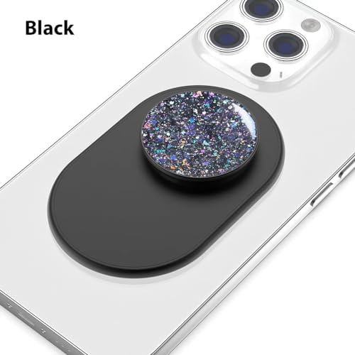 Magnetic Phone Grip for MagSafe, Phone Ring Holder Finger Kickstand Wireless Charging Compatible, Adjustable Magnet Phone Rings Gripper Stand for iPhone Mag-Safe Accessories – Sparkle Black – Enhanced Compatibility and Speed
