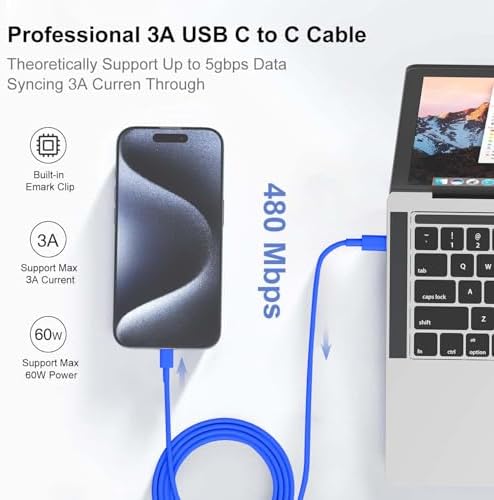 240W USB C Charging Cable for MacBook Pro/Air & for iPhone 16/15 Pro Max, MFi Certified 48V/5A Super Fast Charger Cord 6ft, PD 3.0 Compatible with iPad Pro 12.9/11, Samsung S25/S24(2-Pack) – Enhanced Compatibility and Speed