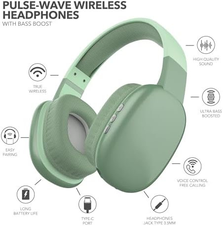 RCA Wave-56 Wireless Over-Ear Headphones – Elevate Your Listening Experience with Hi-Res Audio, Enhanced Bass, and 20-Hour Battery Life, Featuring Innovative Transparency Mode for Seamless Surround Awareness, Ultra-Lightweight and Travel-Ready Design in Elegant White Finish