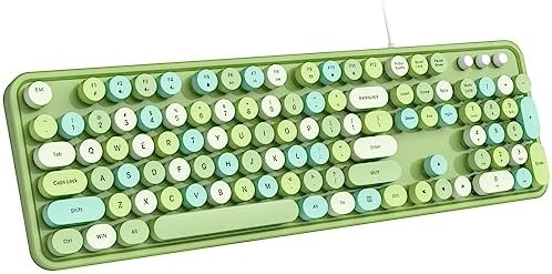 Experience Ultimate Clarity with the Large Print Wired Office Keyboard – 104 Full-Sized Typewriter Keys for Enhanced Visibility, Ergonomic Design, and Instant USB Plug & Play Compatibility for Windows and PCs – Perfect for Home and Office Use