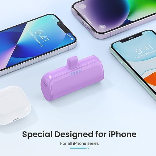 Dual Pack Mini Portable i Phone Charger 5200 m Ah – Ultra-Compact 20 W PD Fast Charging Power Bank for i Phone 14, 13, 12, 11, X, 8, 7, 6 Series – Perfect Travel Companion for Quick Device Recharges and Enhanced Compatibility
