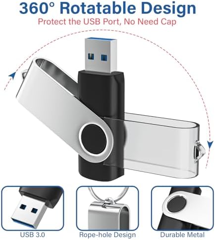 Reliable Wooolken 32 GB USB Flash Drives 10-Pack – Portable Memory Sticks with Keychains for Effortless File Transfers on PC & Laptop – Fast USB 2.0 Storage Solution in Sleek Black Design