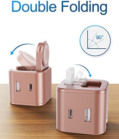 36 W Fast Charging Block for Apple Devices – Dual Port Wall Charger with Built-in Apple Watch Dock, Foldable Design for i Phone & Air Pods – Ultimate Compatibility and Portability for On-the-Go Users