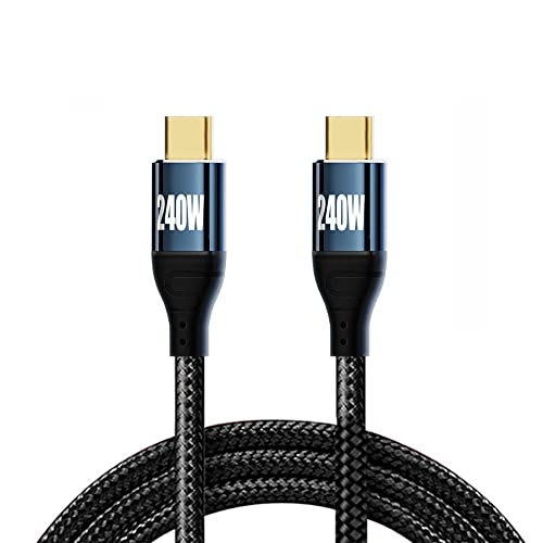 NFHK 240 W USB-C Type-C Charging Cable – 90-Degree Low Profile Angled Design for Optimal Convenience | 480 Mbps Fast Data Transfer | 200 cm Length for Laptop, Tablet & Phone Compatibility | Enhanced Durability & Performance