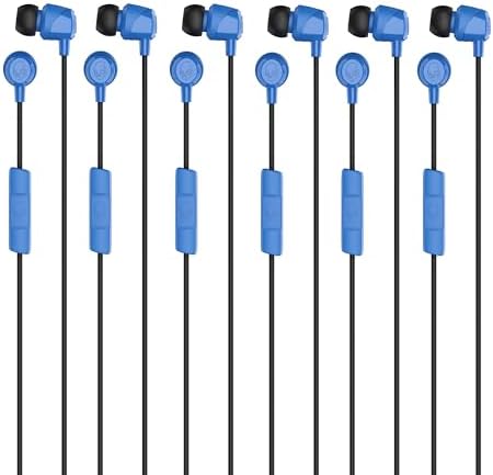 Skullcandy Jib Wired Earbuds – Cobalt Blue Noise-Isolating Headphones with Built-In Microphone for Seamless Calls and Track Control, Lightweight Travel Companion – 6 Pack for Ultimate Convenience and Compatibility