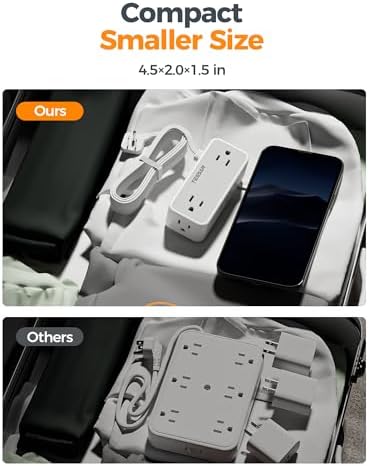 TESSAN 5 FT Flat Plug Extension Cord with 4 AC Outlets, 1 USB-C & 2 USB-A Ports – 900 Joules Surge Protector Power Strip for Home Office & Dorm Room – Maximize Charging Efficiency & Space Savings with Versatile Power Accessory