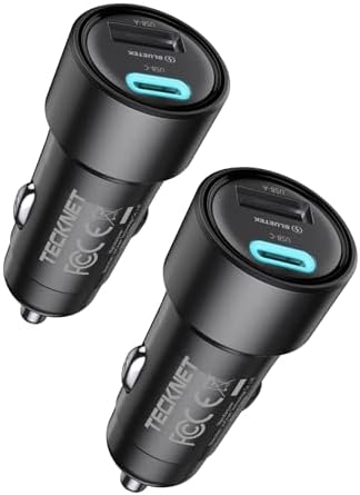 TECKNET 48 W Dual-Port USB-C Car Charger – Ultimate Fast Charging Solution for i Phone 16/15/14/13 & Samsung Galaxy – Advanced Power Delivery & Quick Charge 3.0 Technology – Compact & Durable Automotive Accessory for Effortless On-the-Go Power Management – Essential for Road Warriors and Daily Commuters