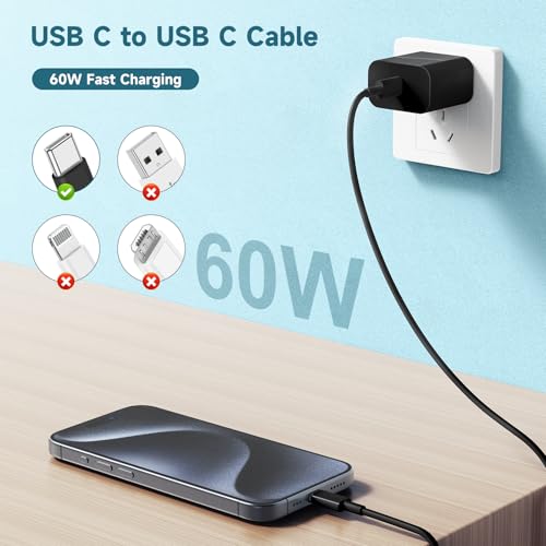 Revolutionary 60 W USB-C Charging Cable Trio – Fast Charge Your i Phone 15, Mac Book Pro, i Pad Pro & Air Pods 4 with Reliable 3 ft Durability – Ultimate Compatibility for Enhanced Performance and Convenience – Ideal for Home, Office, and On-the-Go Use – Sleek White Design for Effortless Style and Organization