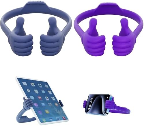 HONSKY 3361942 Thumbs Up Adjustable TPU Mobile Stand – Versatile Multi-Angle Holder for Phones & Tablets – Chic Blue & Black Design – Perfect for Hands-Free Viewing at Home or Office – Lightweight, Durable, and Effortless to Transport
