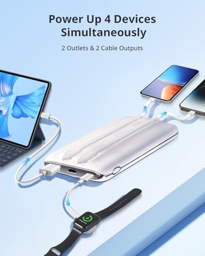 Compact 10,000 m Ah Portable Power Bank with Built-in Cables – 20 W PD Fast Charging Battery Pack for i Phone, Samsung, and Android Devices – Lightweight Travel Charger with LED Indicator and Enhanced Safety Features – Essential Power Solution for On-the-Go Charging