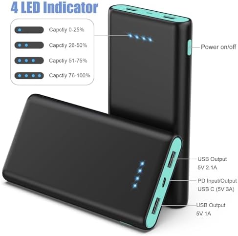 High-Capacity 25,800 m Ah Portable Charger Power Bank – Fast USB C Charging with Intelligent Smart IC, 3 USB Ports for Multi-Device Support – Ideal for i Phone 16/15/14, Galaxy, & Android – Reliable Power On-the-Go