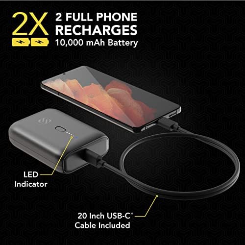 Scosche PB10 PD-SP Go Bat 10000 m Ah Dual Port Portable Power Bank – 20 W USB-C & 18 W USB-A Fast Charging Battery Pack for i Phone & Android Devices – Ultimate Travel Companion for Quick, Reliable Charging Solutions