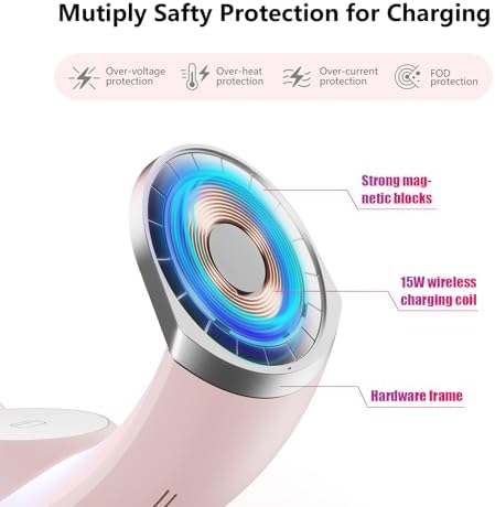 Ultimate 3-in-1 Magnetic Wireless Charging Station for Apple Devices – Fast Charge Your i Phone 16/15/14/13/12/11, Apple Watch Series & Air Pods 4 with RGB Night Light – Enhanced Safety & Intelligent Charging Technology – Artful Design for Home and Office Aesthetics