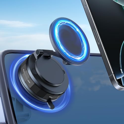 N56 Ultra Magnetic Car Phone Holder for i Phone 14-17 Pro Max and Mini – Heavy-Duty Suction Cup Mount with 360-Degree Rotation – Ideal Dashboard, Windshield, and Wall Solution for Enhanced Mag Safe Use and Safe Driving Experience