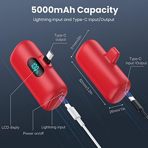Ultra-Compact 5000 m Ah Power Bank – High-Speed USB-C Mini Portable Charger with LCD Display, Perfect for i Phone 16/15 Series & Android Devices – Lightweight Battery Pack for Travel and Daily Use, Enhanced Compatibility & Fast Charging Solutions