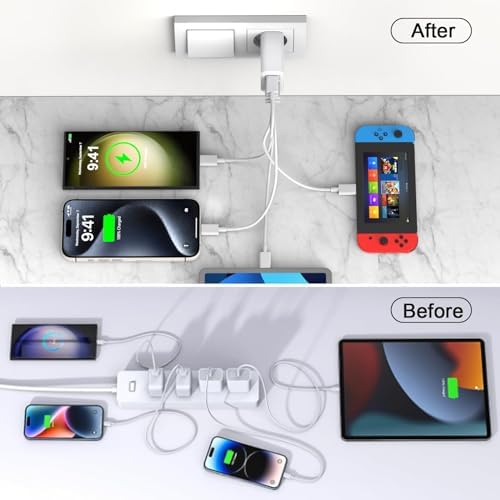 40 W Ultra-Fast Dual-Port Charging Cube for i Phone 15 – 2-Pack with 10 FT USB-C & USB-A Cables – Efficient Multi-Device Power Adapter for Home, Office, and Travel – Compact High-Speed Charger Compatible with i Pad, Galaxy, and More