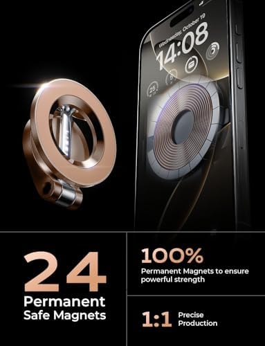LISEN Premium Rose Gold Magnetic Car Dashboard Phone Holder for i Phone 16 Pro Max – Superior Magsafe Mount for Hands-Free Navigation & 360-Degree Viewing, Perfect Accessory for Tech Lovers and Daily Commuters