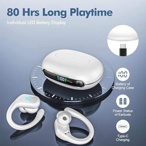 Unleash the Power of Sound with Next-Gen Bluetooth 5.3 Wireless Earbuds – Immerse Yourself in Hi-Fi Stereo Experience, 80-Hour Playtime with Innovative Dual LED Charging Case, Engineered for IPX7 Waterproof Resilience – Seamlessly Compatible with Android & i OS Devices for Ultimate Connectivity and Comfort