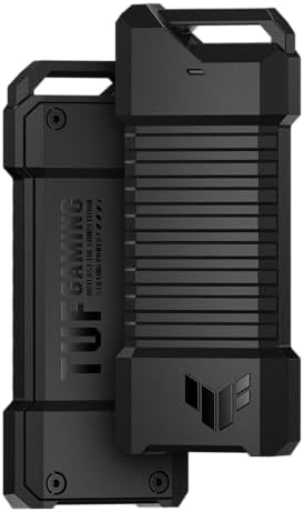 ASUS TUF Gaming A1 External M.2 NVMe SATA PCIe SSD Enclosure – Ultra-Fast USB-C Storage Solution with M.2 Q-Latch, IP68 Waterproof & Dustproof Design, Perfect for PS5 and Xbox Gamers, Enhanced Drop Resistance, Sleek Black Finish for Optimal Performance and Reliability